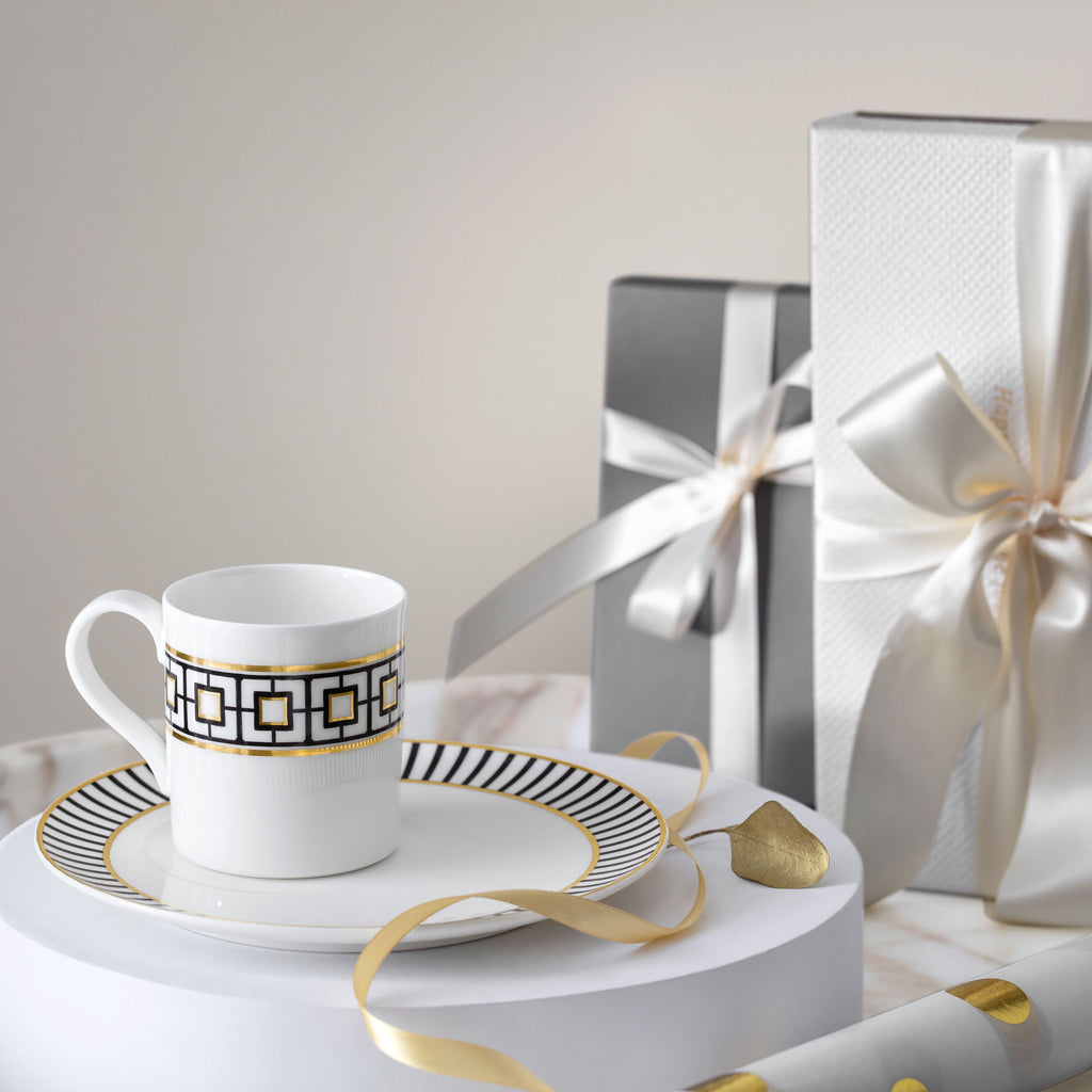 VILLEROY AND BOCH Metrochic Geometrik Desenli Kahve, Çay Fincanı 0,17 L D’Maison