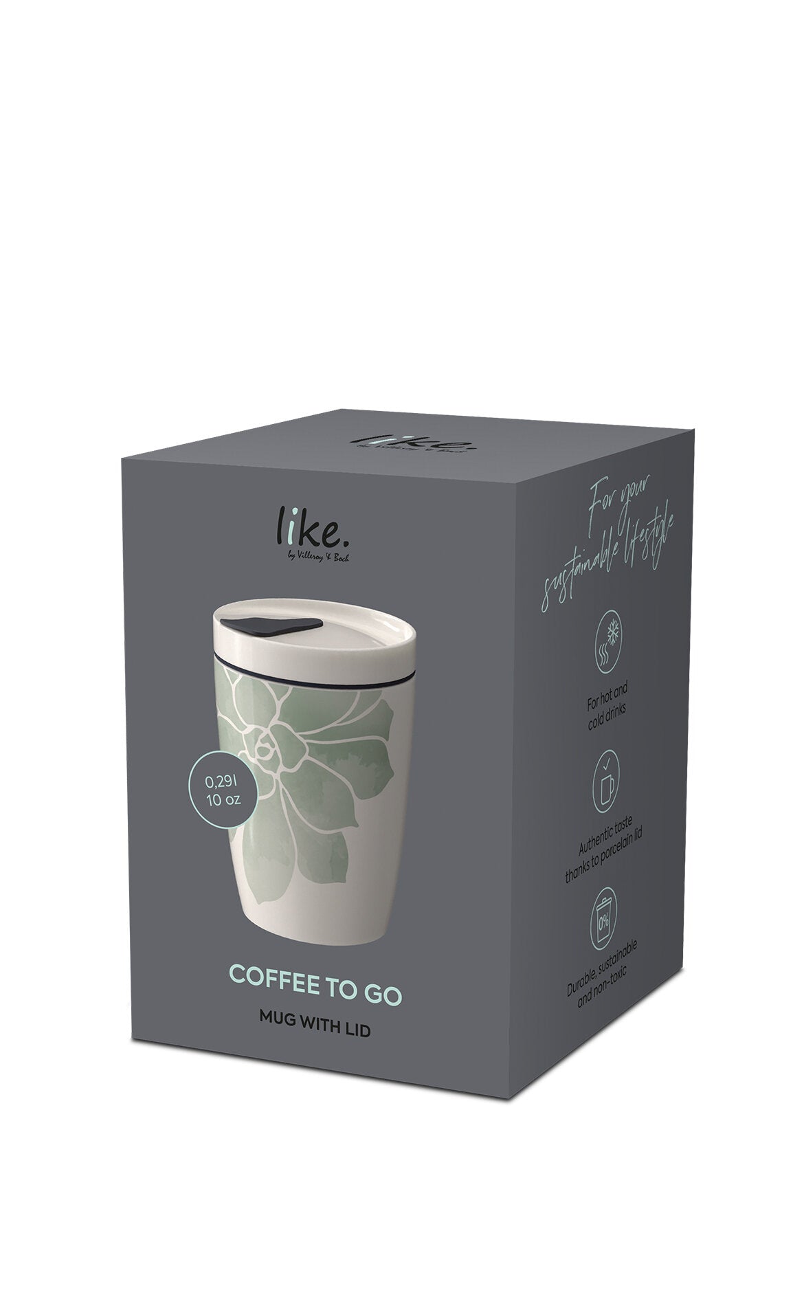 VILLEROY AND BOCH Coffee To Go Yeşil Çiçekli Porselen Kupa Termos 0,29 L D’Maison