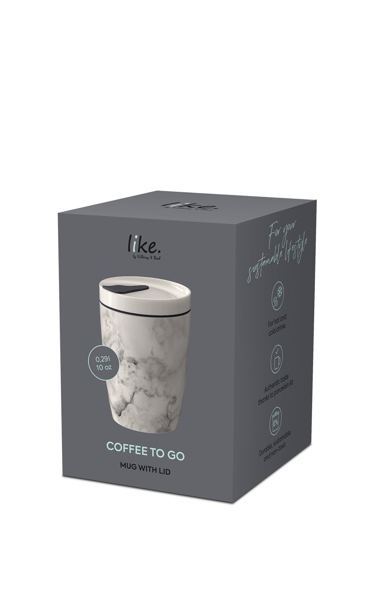 VILLEROY AND BOCH Coffee To Go Mermer Desenli Porselen Kupa Termos 0,29L D’Maison