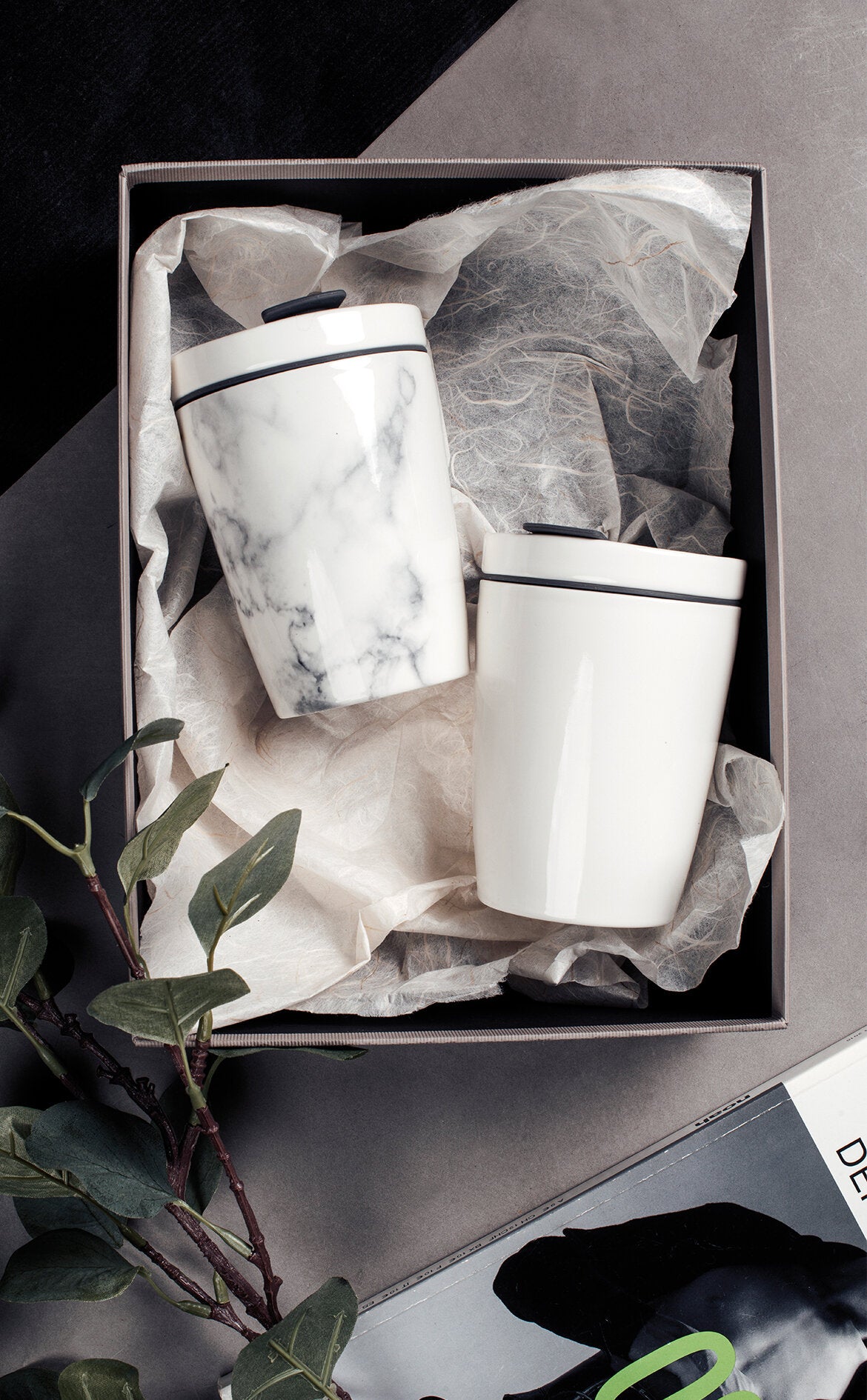 VILLEROY AND BOCH Coffee To Go Mermer Desenli Porselen Kupa Termos 0,29L D’Maison