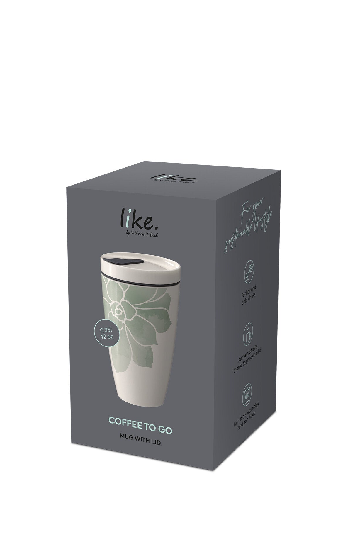 VILLEROY AND BOCH Coffee To Go Yeşil Çiçekli Porselen Kupa Termos 0,35L D’Maison