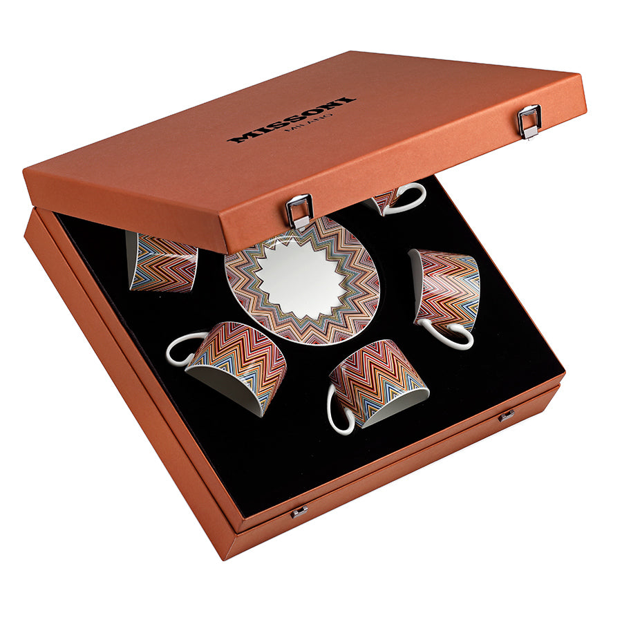 MISSONI HOME Zig Zag Jarris 156 Turuncu Bordo 6 Kişilik Kahve & Çay Fincan ve Tabağ D’Maison