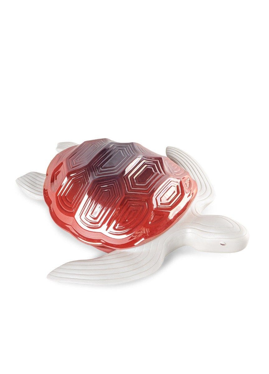 LLADRO H Lladro Kırmızı Beyaz Kaplumbağa 15 cm D’Maison 