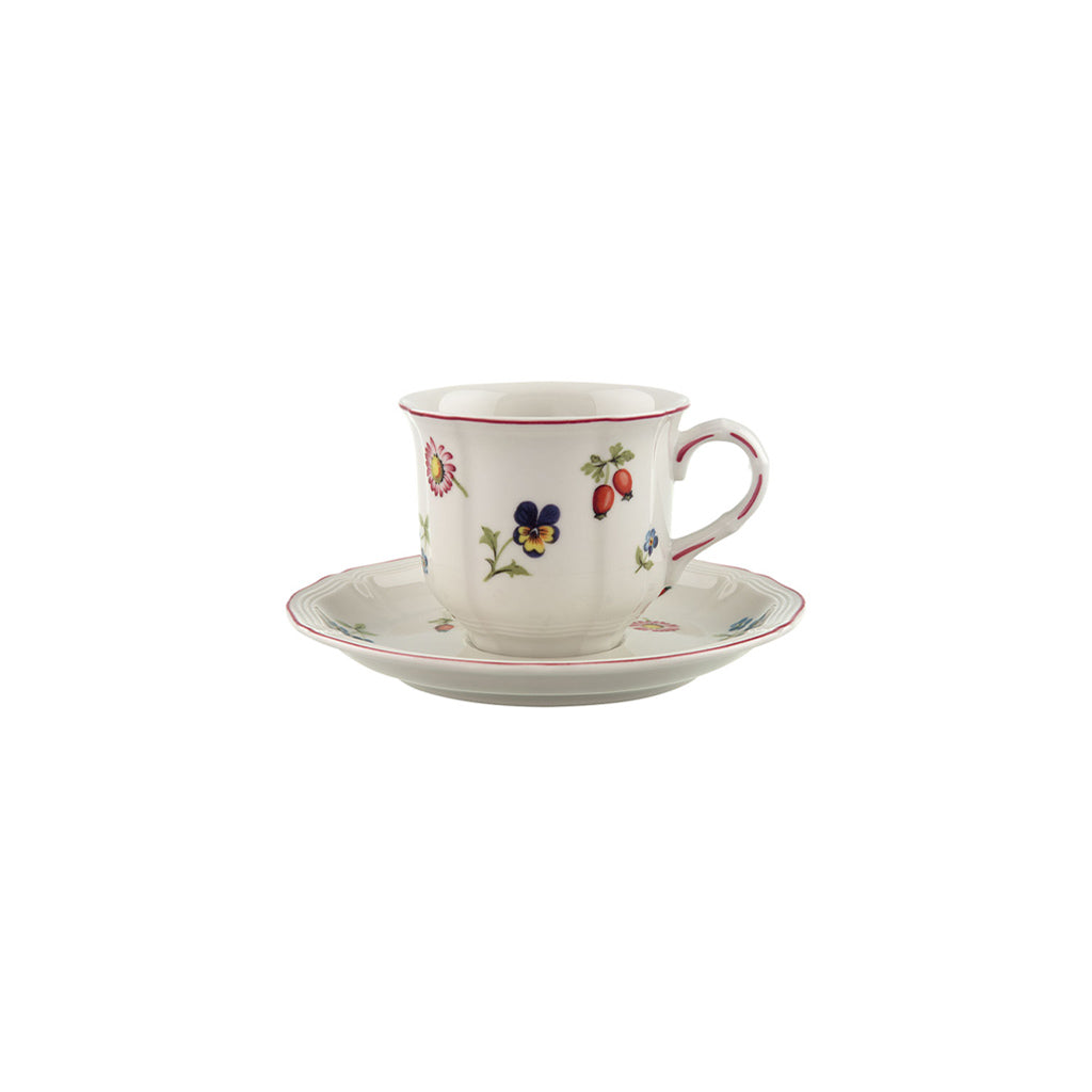 VILLEROY AND BOCH Petite Fleur Çiçek Desenli Kahve, Çay Fincan ve Tabağı D’Maison 