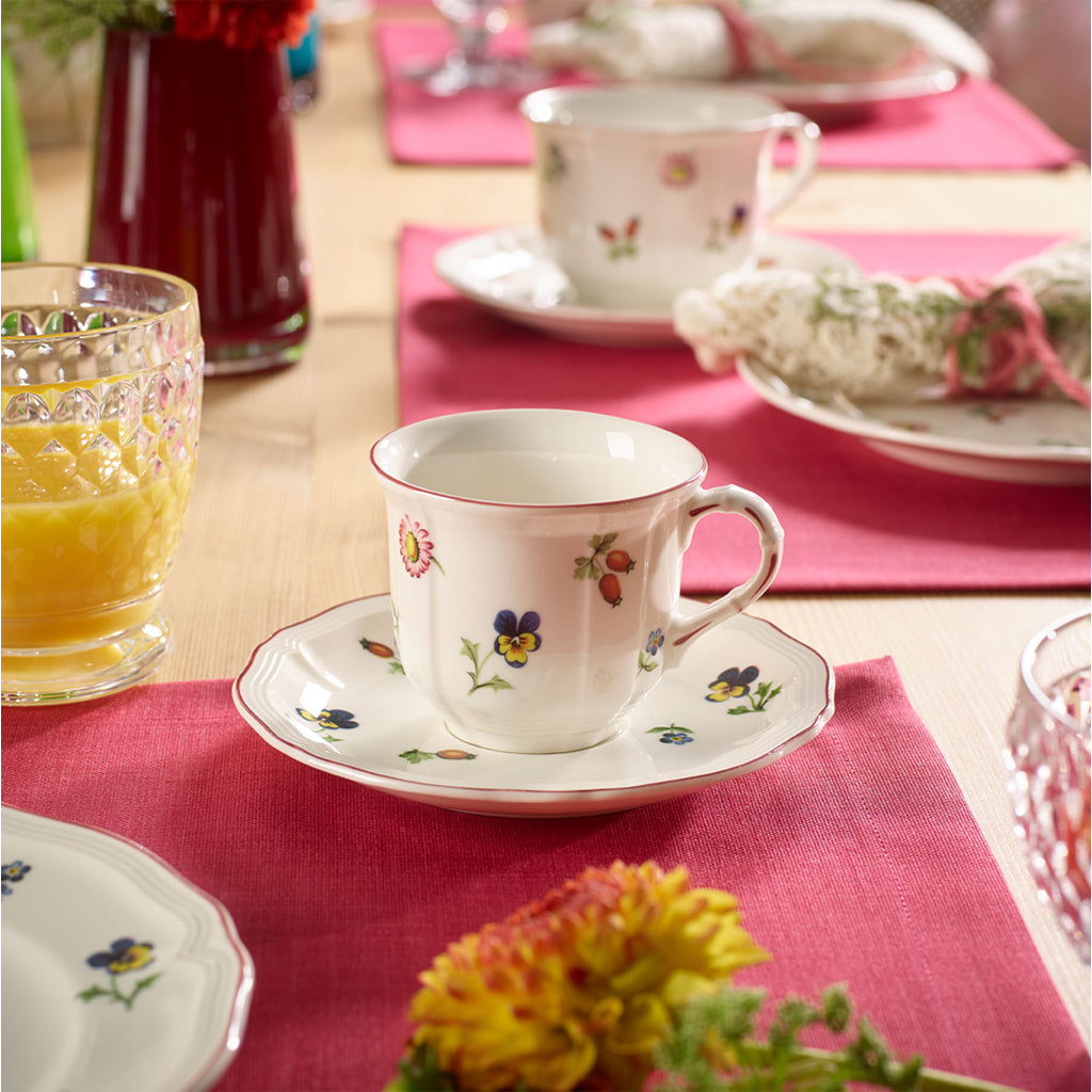 VILLEROY AND BOCH Petite Fleur Çiçek Desenli Kahve, Çay Fincan ve Tabağı D’Maison 