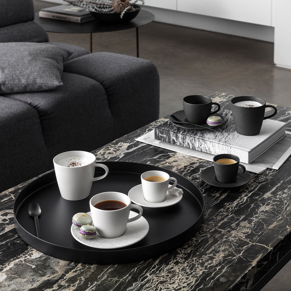 VILLEROY AND BOCH Manufacture Rock Beyaz Kahve, Çay Fincan Tabağı D’Maison 