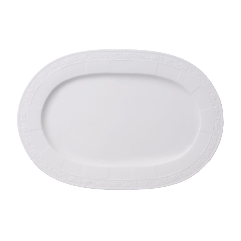 VILLEROY AND BOCH H White Pearl Beyaz Oval Servis Tabağı 35 cm D’Maison 