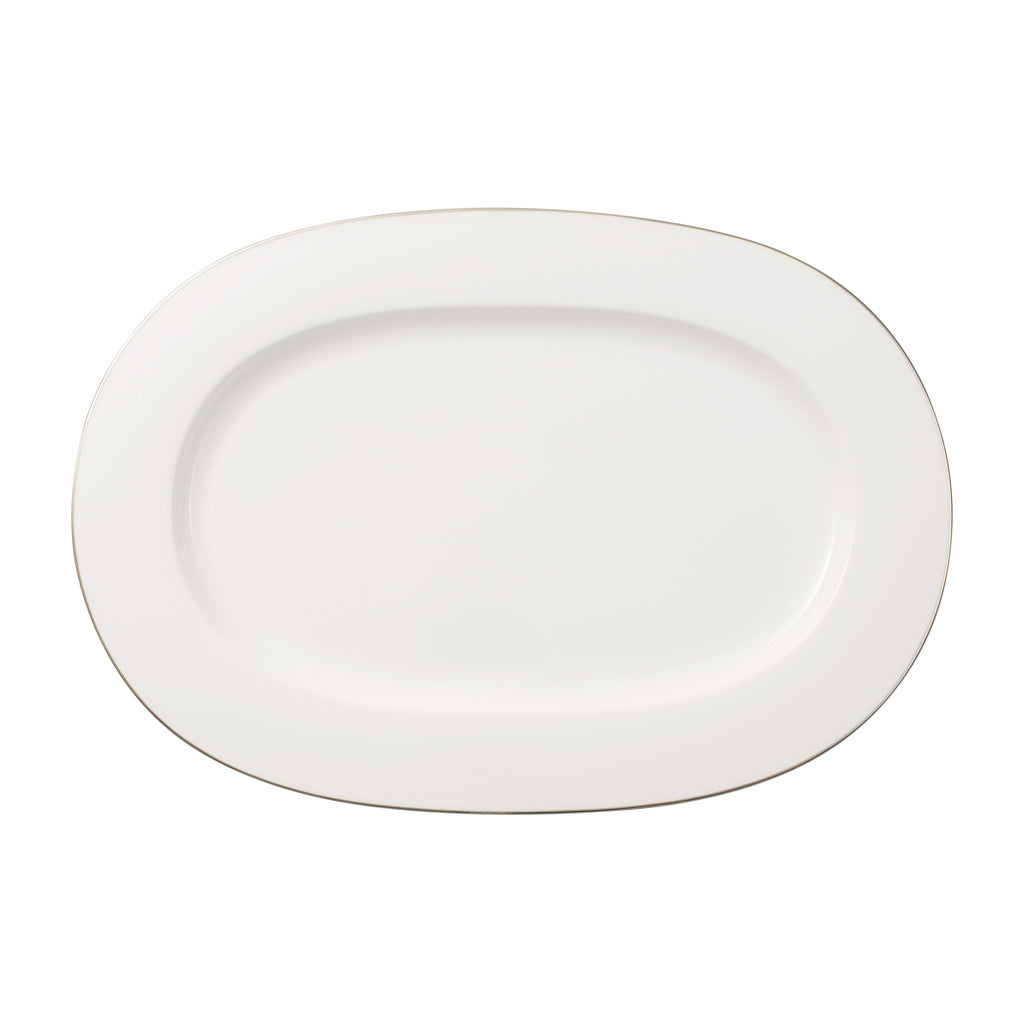 VILLEROY AND BOCH H Anmut Beyaz Platin Oval Servis Tabağı 41 cm D’Maison 