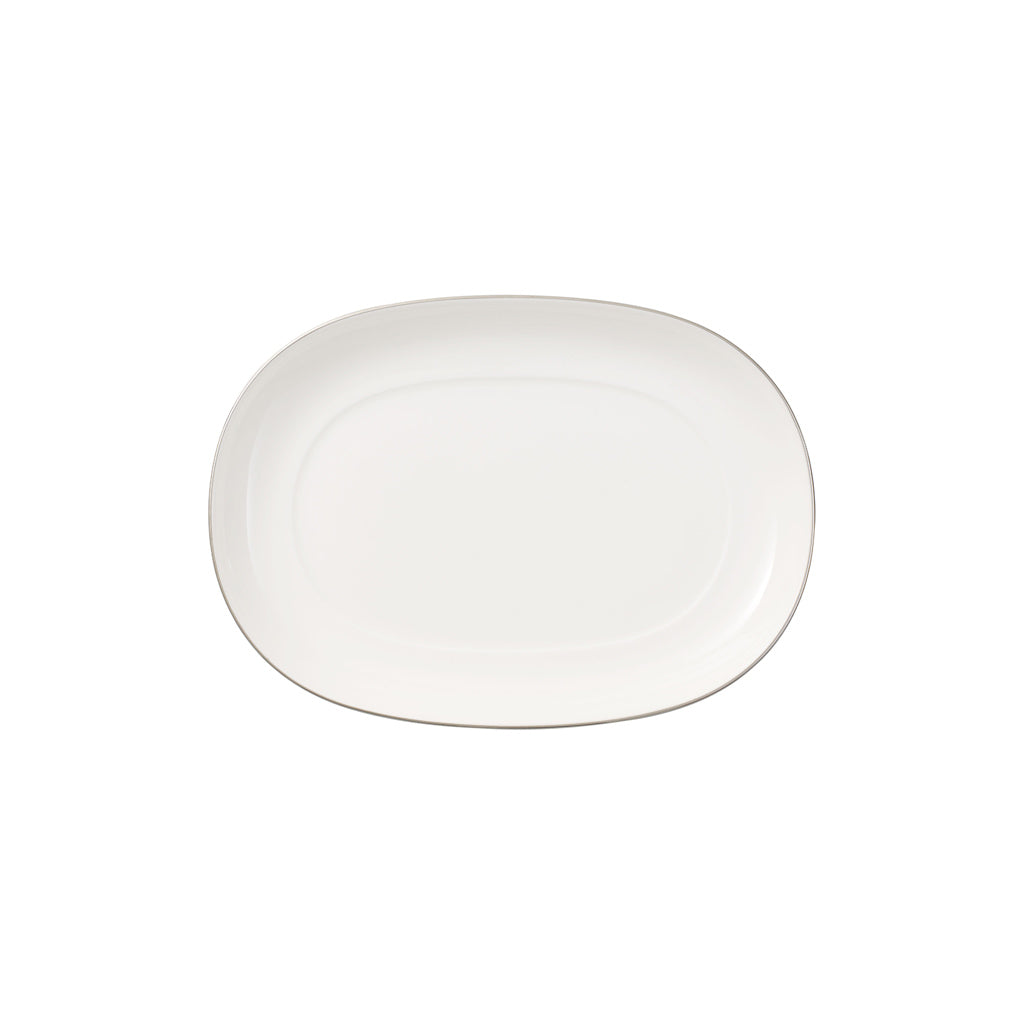 VILLEROY AND BOCH H Anmut Beyaz Platin Oval Servis Tabağı 20 cm D’Maison 