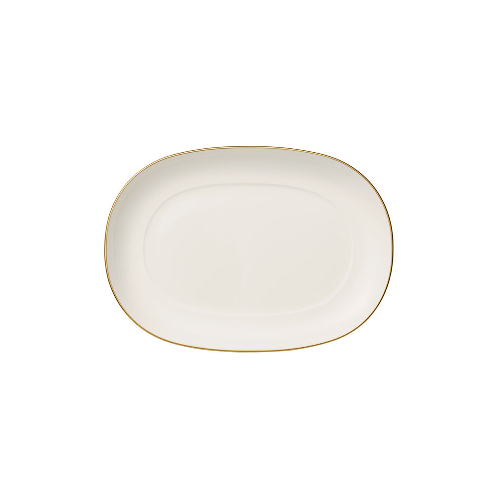 VILLEROY AND BOCH H Anmut Beyaz Gold Oval Servis Tabağı 20 cm D’Maison 