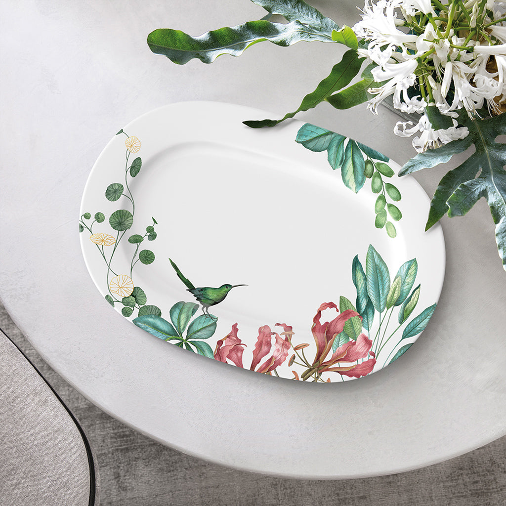 VILLEROY AND BOCH H Avarua Tropik Desenli Oval Servis Tabağı 41 cm D’Maison 