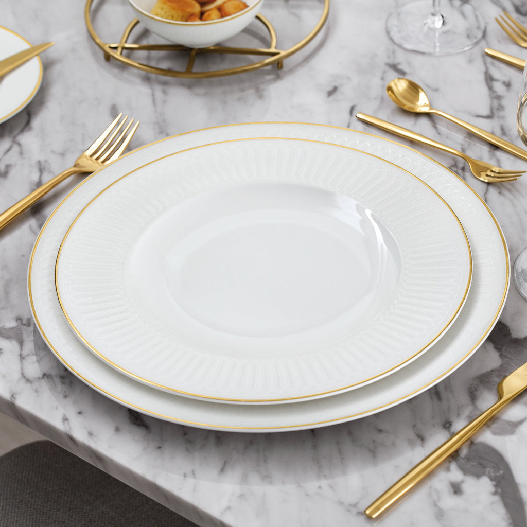 VILLEROY AND BOCH H Chateau Septfontaines Beyaz Gold Servis Tabağı, Supla 34 cm D’Maison 