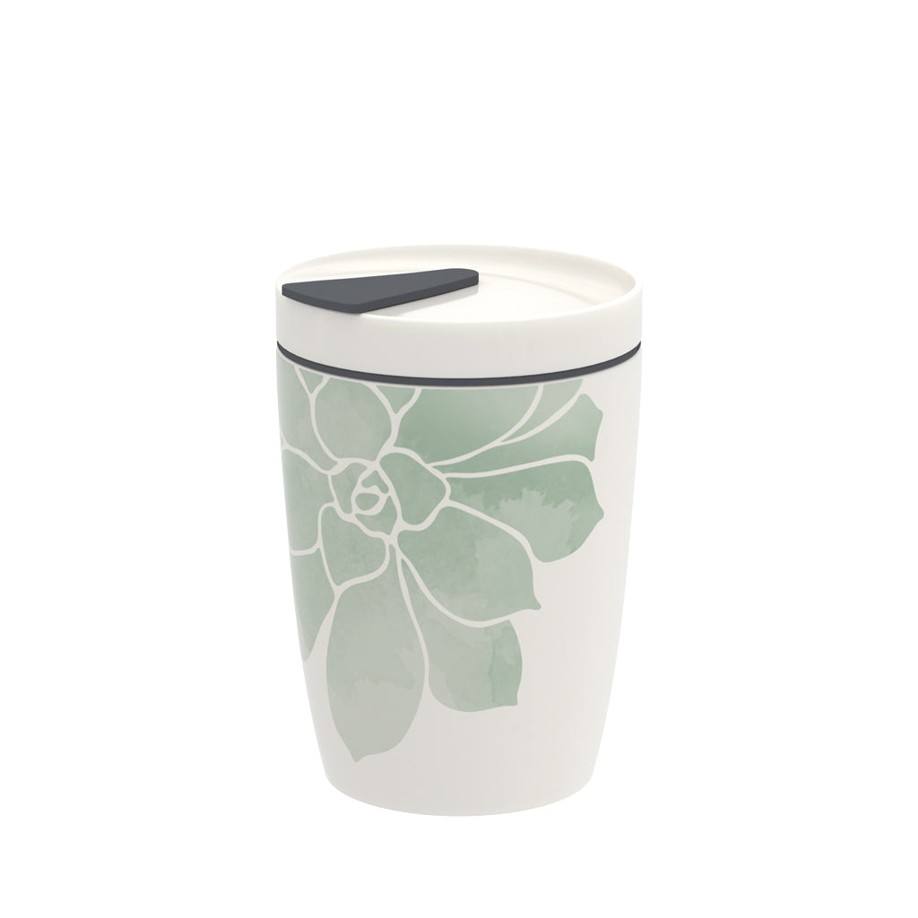 VILLEROY AND BOCH H Coffee To Go Yeşil Çiçekli Porselen Kupa Termos 0,29 L D’Maison 
