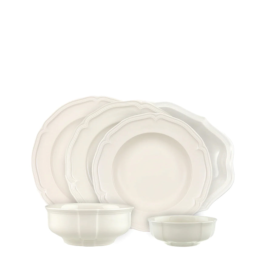 VILLEROY AND BOCH Manoir 12 Kişilik Beyaz 51 Parça Porselen Yemek Takımı D’Maison 