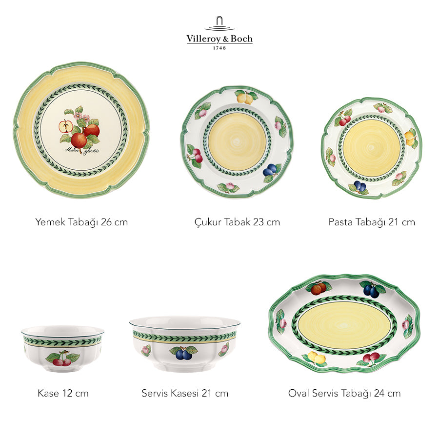 VILLEROY AND BOCH French Garden Valence 12 Kişilik 51 Parça Porselen Yemek Takımı D’Maison 