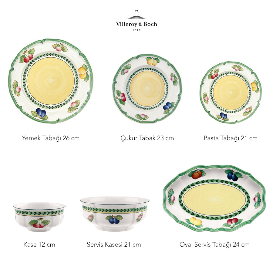 VILLEROY AND BOCH French Garden Fleurance 12 Kişilik 51 Parça Porselen Yemek Takımı D’Maison 