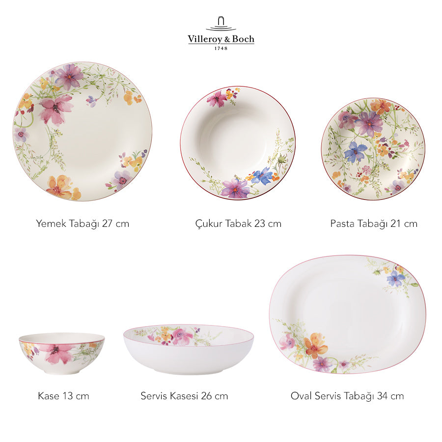 VILLEROY AND BOCH Mariefleur 12 Kişilik 51 Parça Porselen Yemek Takımı D’Maison 