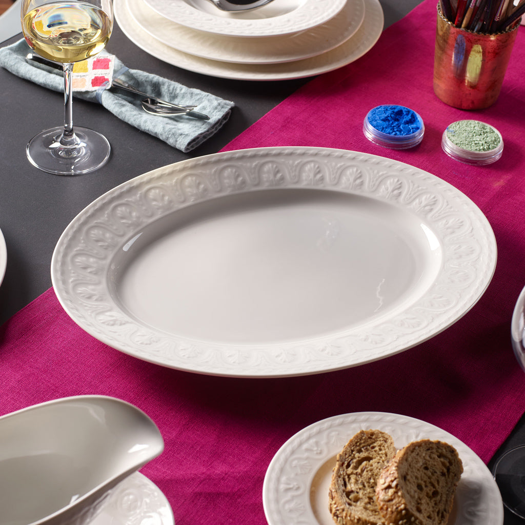 VILLEROY AND BOCH Cellini Beyaz Oval Servis Tabağı 40 cm D’Maison 