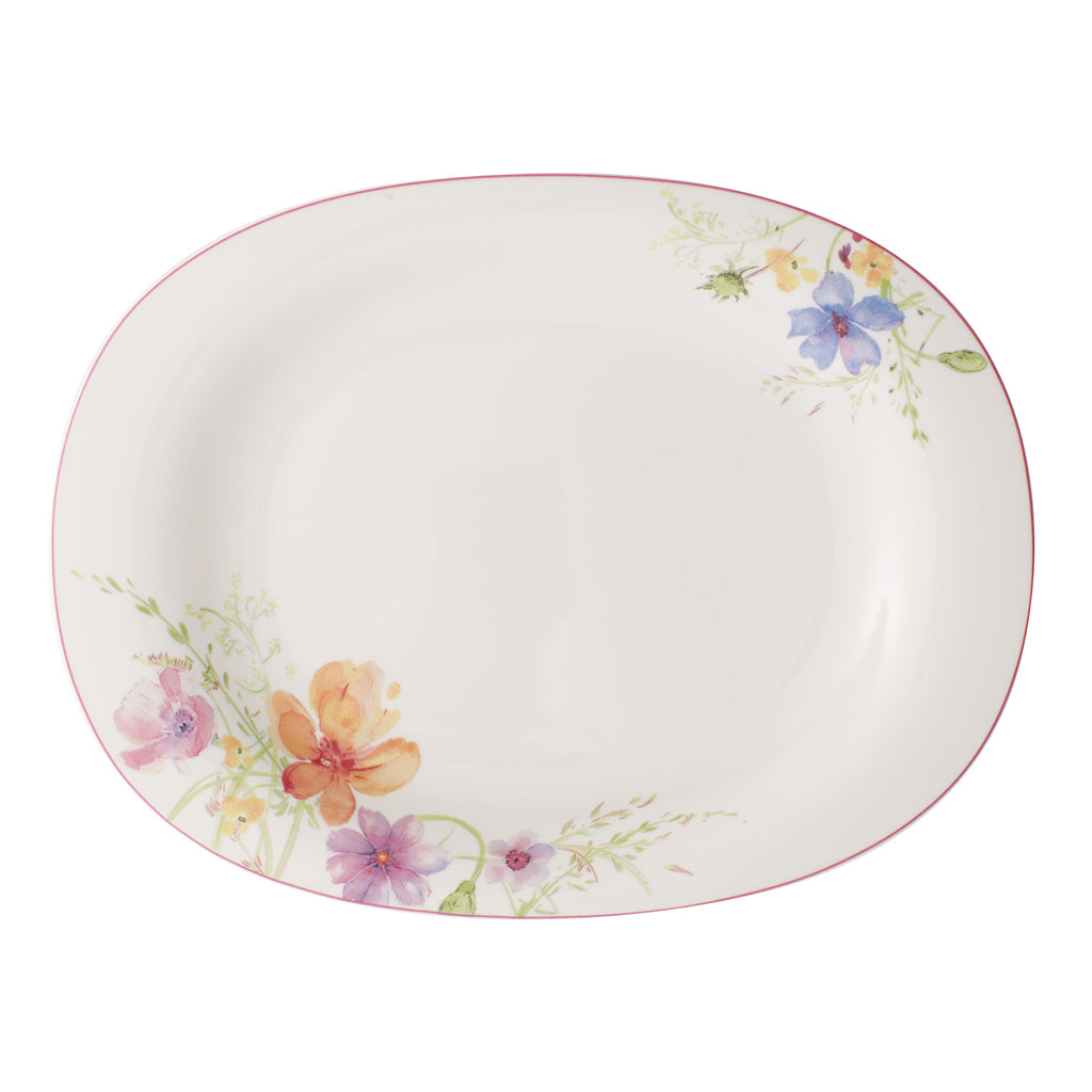 VILLEROY AND BOCH H Mariefleur Çiçek Desenli Oval Servis Kasesi 34 cm D’Maison 