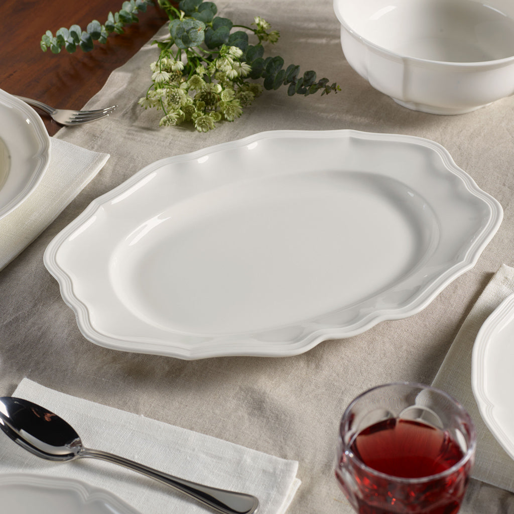 VILLEROY AND BOCH Manoir Beyaz Oval Servis Tabağı 37 cm D’Maison 