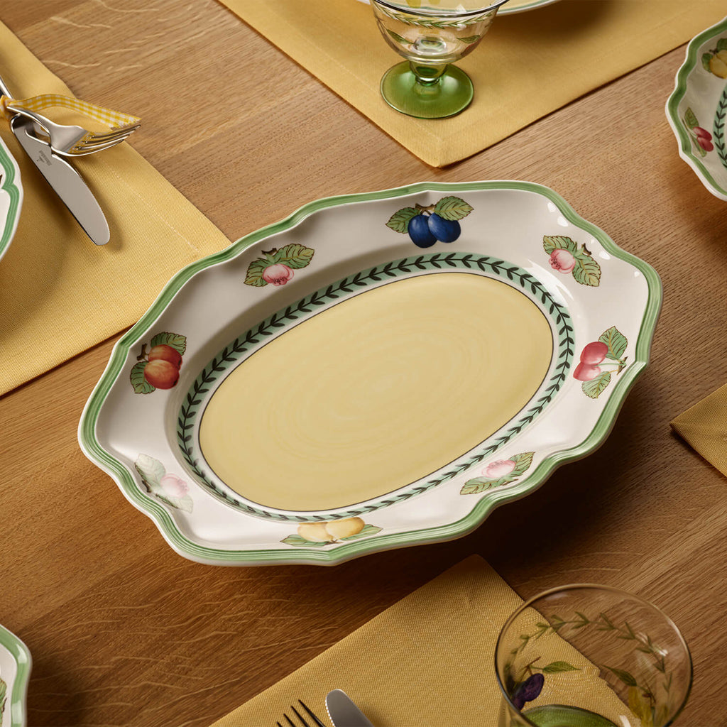 VILLEROY AND BOCH H French Garden Oval Servis Tabağı 37 cm D’Maison 