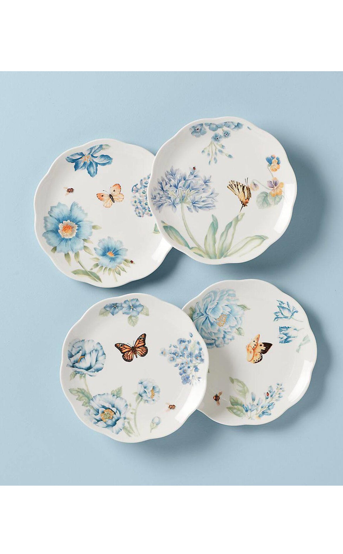 LENOX H Mavi Butterfly Pasta Tabağı, 4'lü Set, 20,5cm D’Maison 