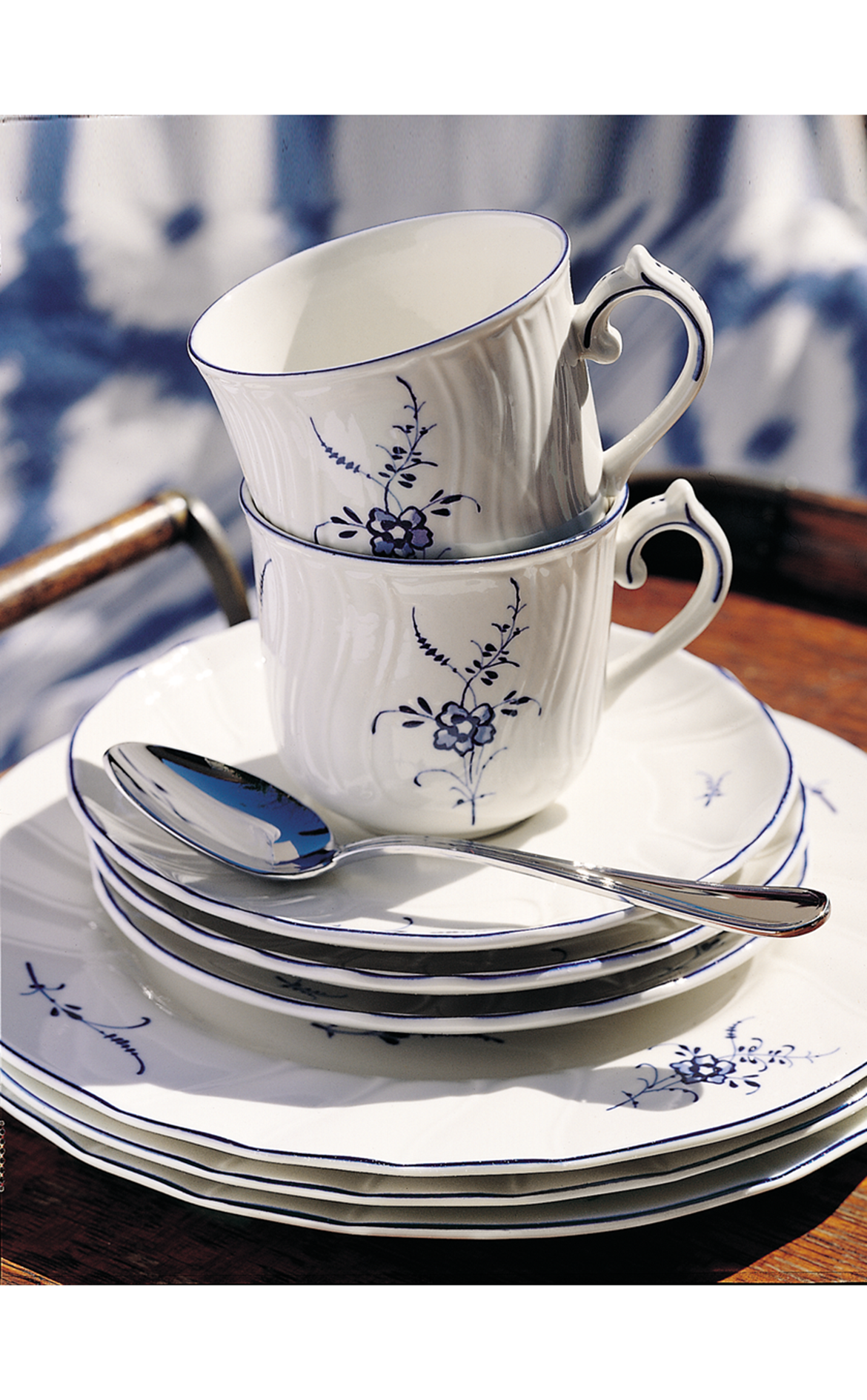 VILLEROY AND BOCH H Old Luxembourg Blue Blanc Kahve, Çay Fincan Tabağı D’Maison 