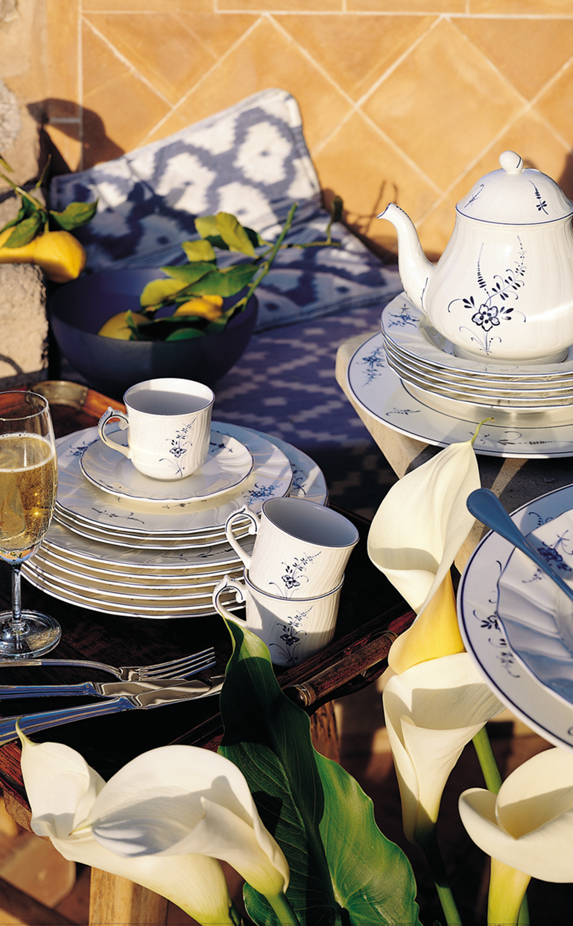 VILLEROY AND BOCH H Old Luxembourg Blue Blanc Kahve, Çay Fincan Tabağı D’Maison 