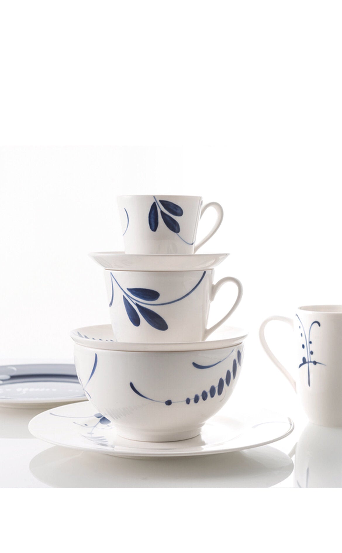 VILLEROY AND BOCH H Old Luxembourg Brindille Blue Blanc Türk Kahvesi Fincan Tabağı D’Maison 