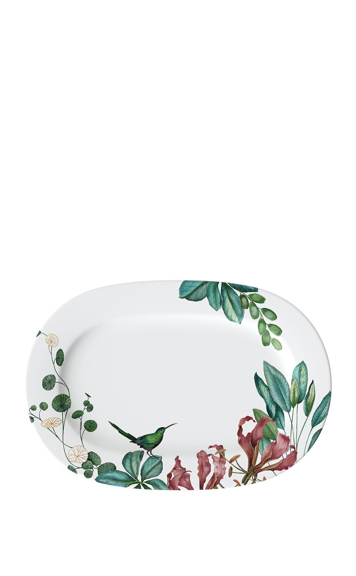 VILLEROY AND BOCH H Avarua Tropik Desenli Oval Servis Tabağı 41 cm D’Maison 