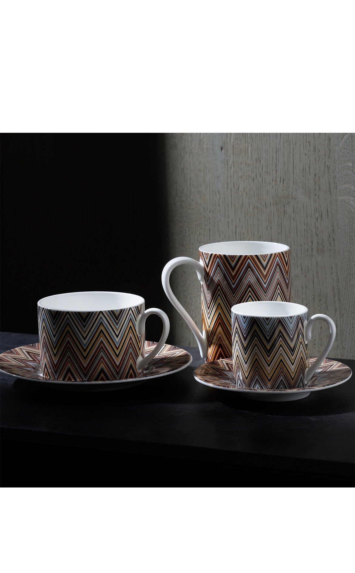 MISSONI HOME Zig Zag Jarris 148 Kahve Bej, 6 Kişilik Kahve/Çay Fincan ve Tabağı, 0,20 L, 12 Parça D’Maison 