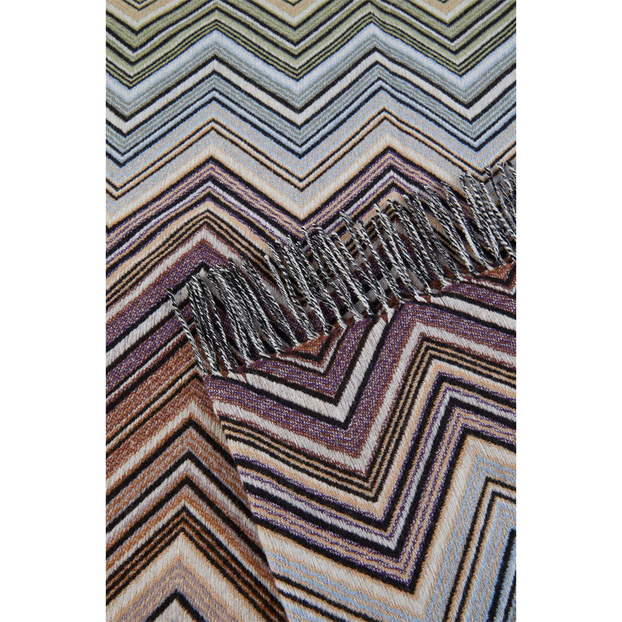 MISSONI HOME Perseo Siyah Çok Renkli Zigzag Desenli %100 Kaşmir ve Yün Karşımı Koltuk Şalı D’Maison 