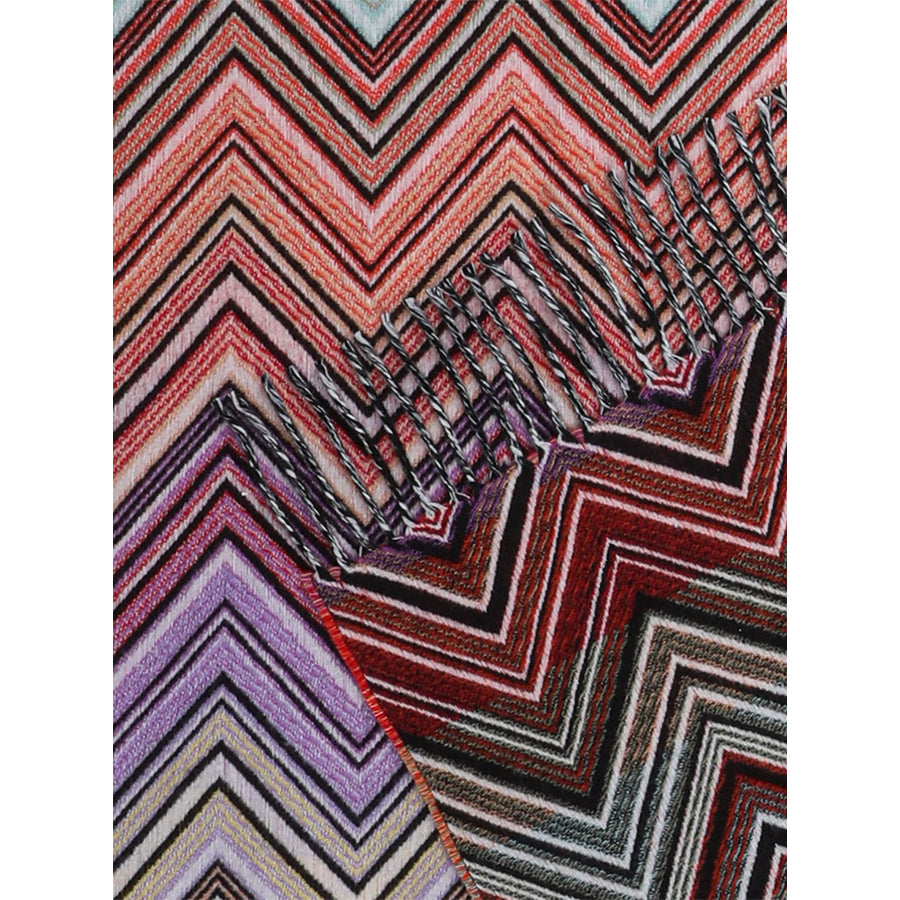 MISSONI HOME Perseo Turuncu Çok Renkli Zigzag Desenli %100 Kaşmir ve Yün Karşımı Koltuk Şalı D’Maison 