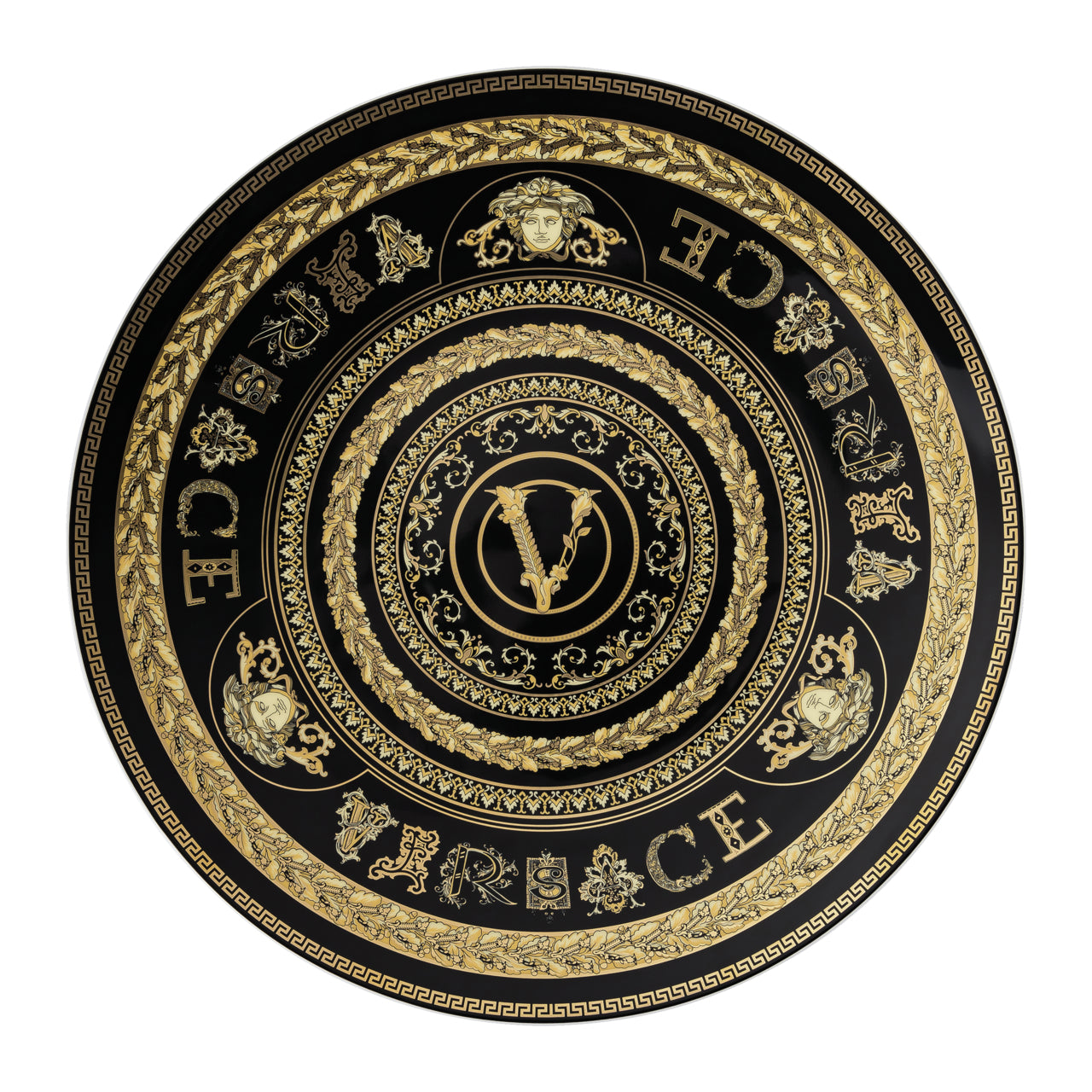 VERSACE Virtus Gala Siyah Porselen Servis Tabağı 33 cm D’Maison 