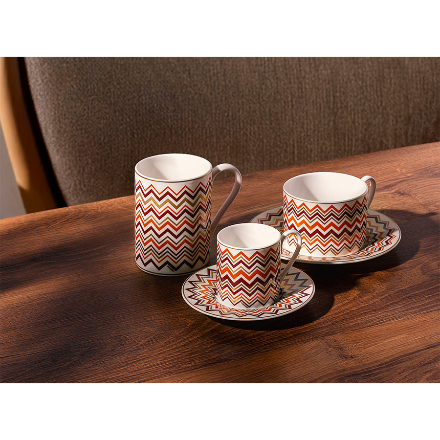 MISSONI HOME Iconic Turuncu Bordo Porselen Türk Kahvesi Fincan ve Tabağı D’Maison 