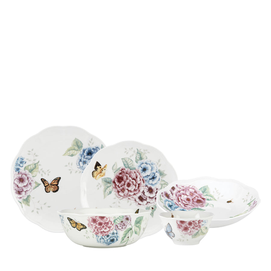 LENOX Butterfly Hydrangea 12 Kişilik 49 Parça Porselen Yemek Takımı D’Maison 