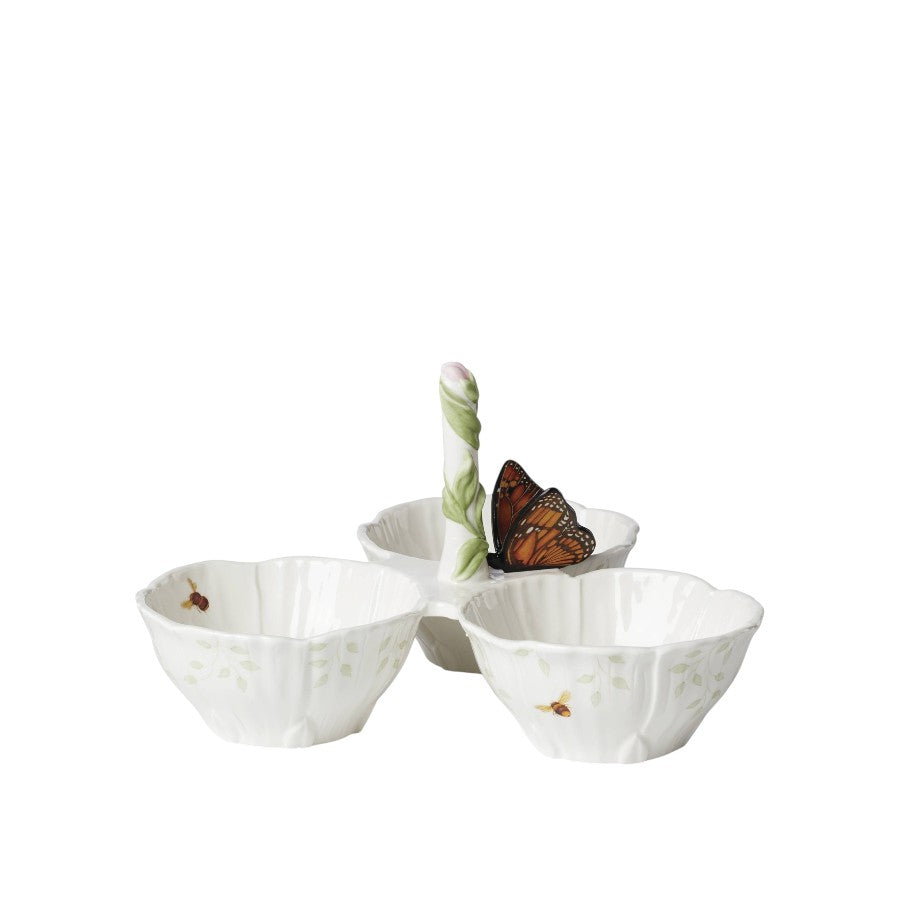 Butterfly Porselen 3 Bölmeli Çerezlik
