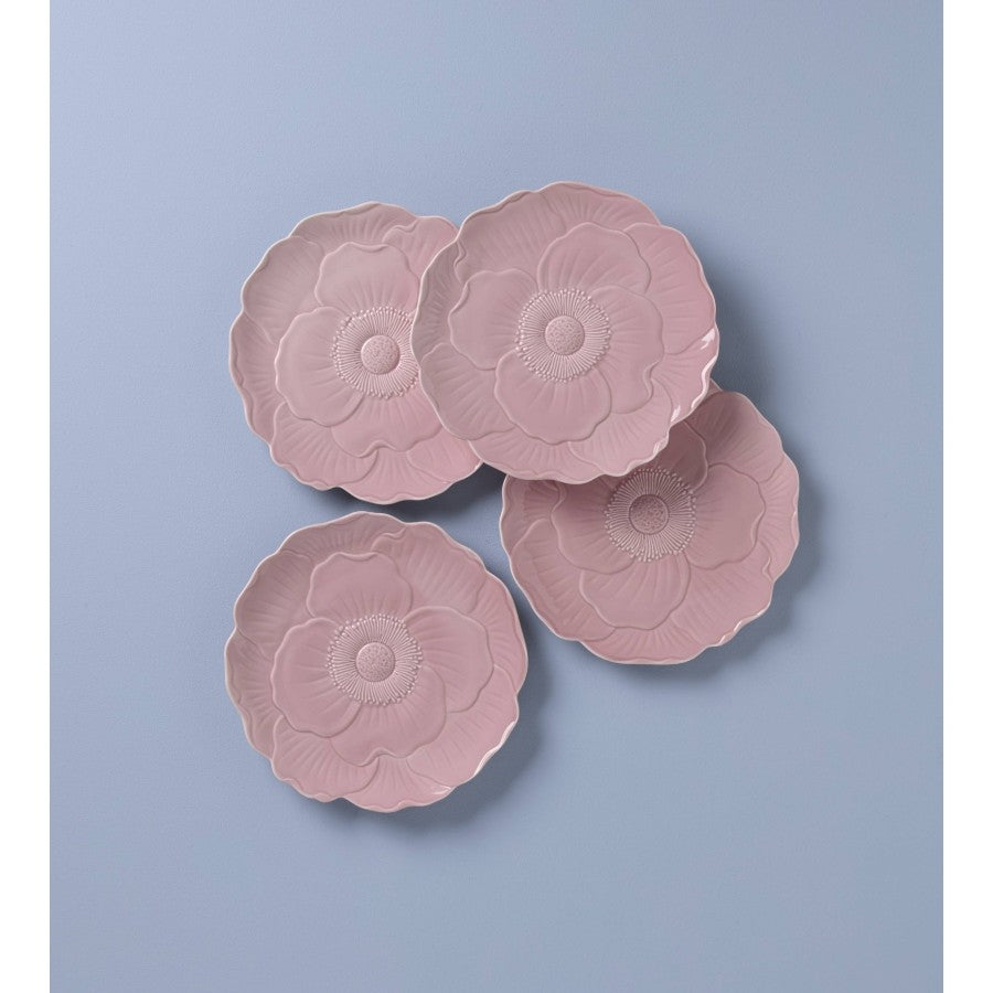Butterfly Pembe Porselen Accent Tabağı 4'lü Set 23 cm