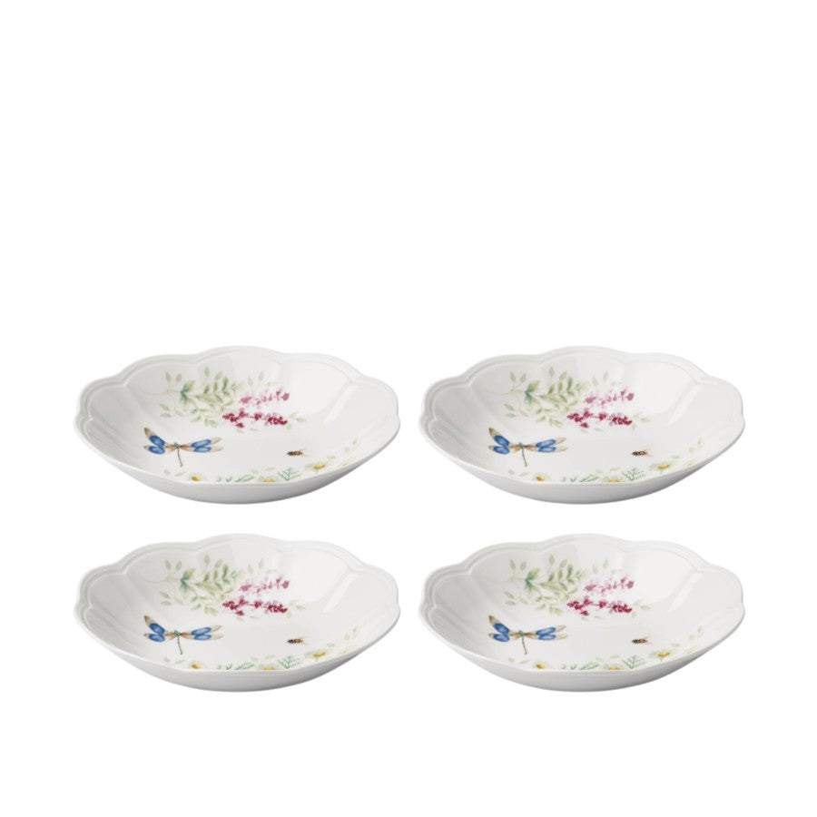 Butterfly Herbs Porselen Çukur Tabak 4'lü Set 22 cm