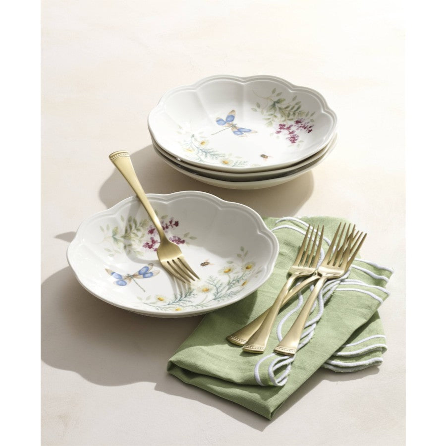 Butterfly Herbs Porselen Çukur Tabak 4'lü Set 22 cm