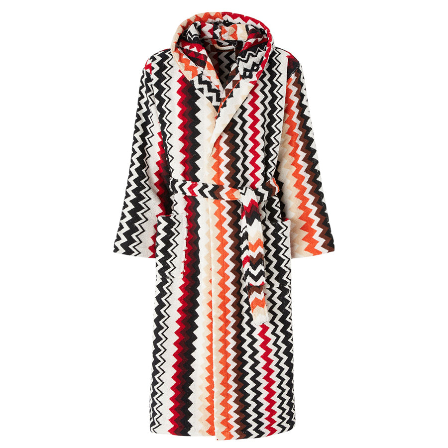 MISSONI HOME Best 156 Kırmızı Çok Renkli Zigzag Desenli Kapüşonlu Bornoz D’Maison 