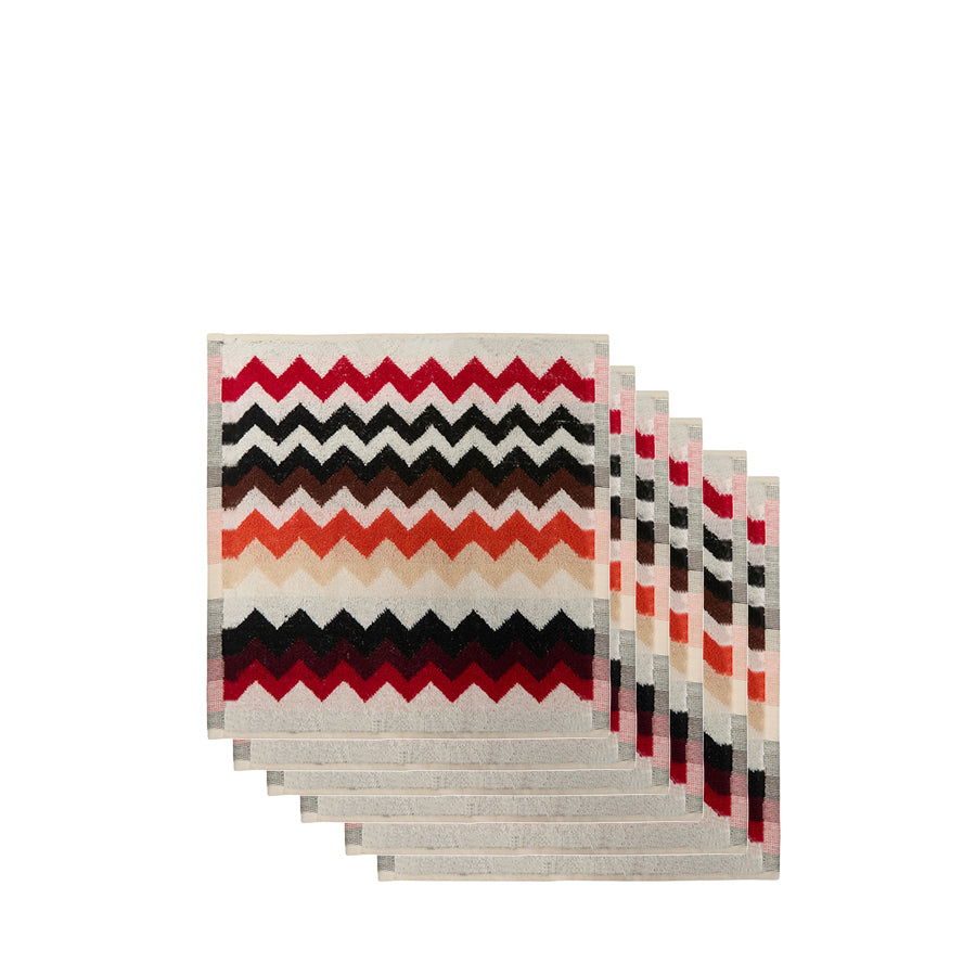 MISSONI HOME Best 156 - Kırmızı Çok Renkli Kutulu El Havlusu Seti 6'lı 30 x 30 cm D’Maison 