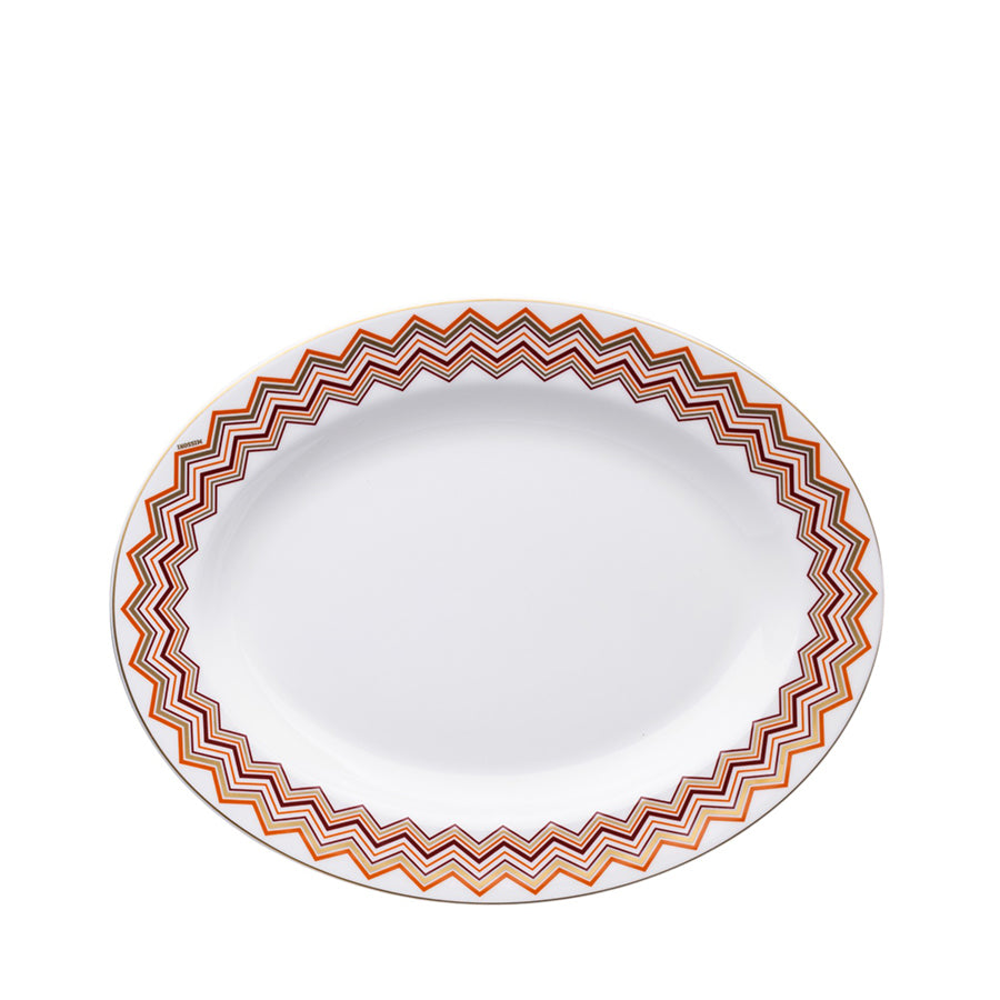 MISSONI HOME Iconic Turuncu Bordo Porselen Oval Servis Tabağı 36 cm D’Maison 