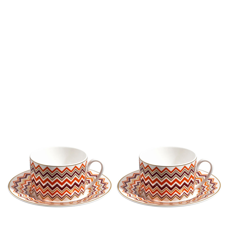 MISSONI HOME Iconic Turuncu Bordo 2 Kişilik Kahve & Çay Fincan ve Tabağı D’Maison 