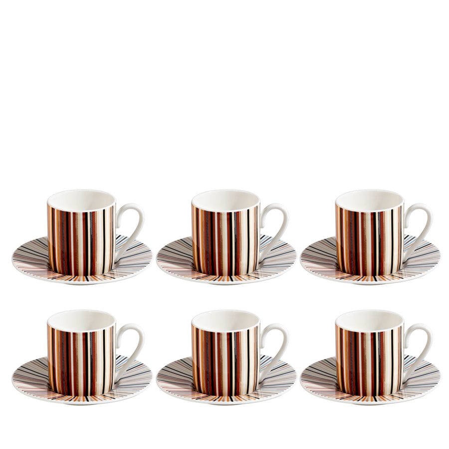 MISSONI HOME Stripes Jenkins 148 Kahve Bej 6 Kişilik Türk Kahvesi Fincan ve Tabağı D’Maison 