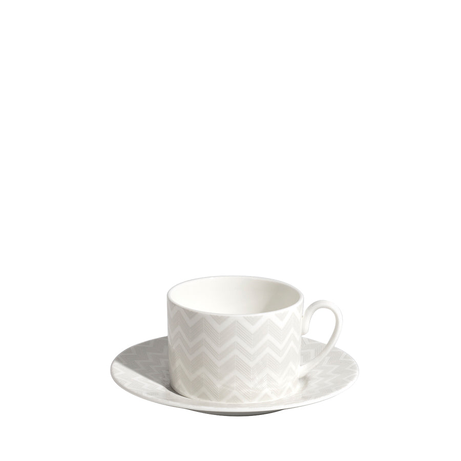 MISSONI HOME Zig Zag White Beyaz Gri  Kahve & Çay Fincan ve Tabağı D’Maison 