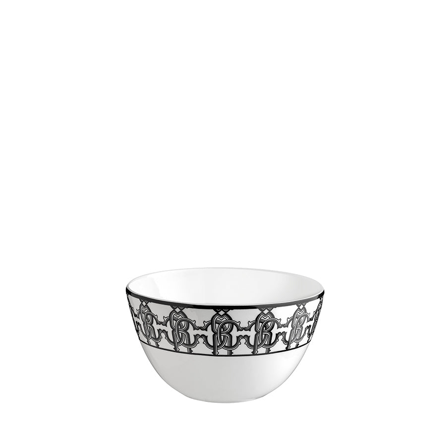 ROBERTO CAVALLI Monogram Black Siyah Beyaz Desenli Porselen Kase 11,5 cm D’Maison 