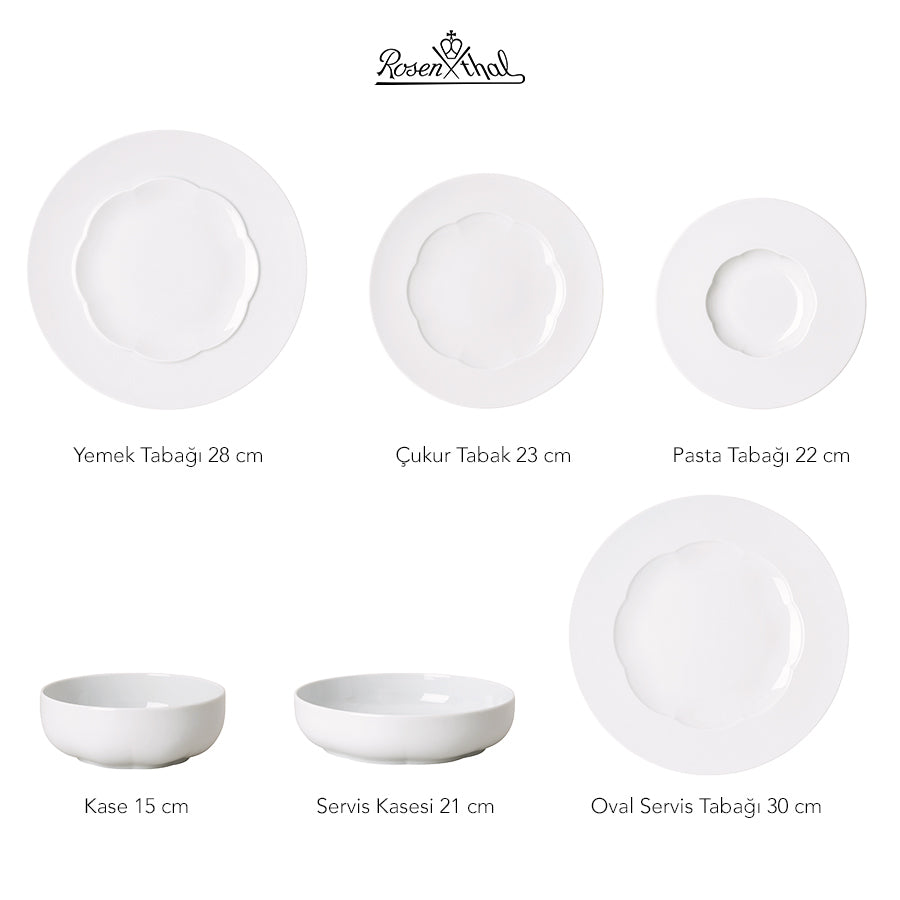 ROSENTHAL Sonetto Bianco 12 Kişilik 51 Parça Porselen Yemek Takımı D’Maison 