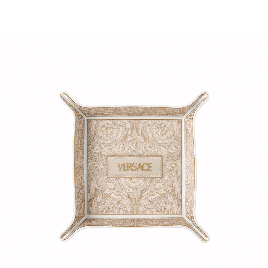 VERSACE Barocco Bej Porselen Dekoratif Tabak 18x18 cm D’Maison 