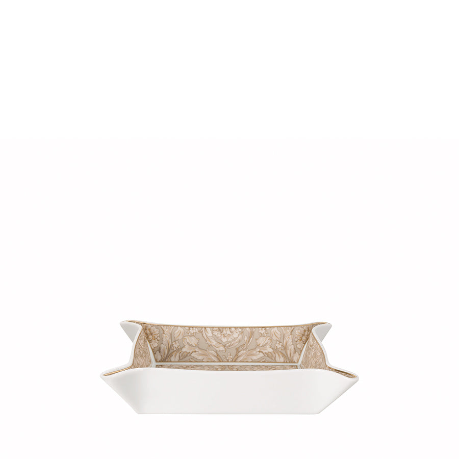 VERSACE Barocco Bej Porselen Dekoratif Tabak 18x18 cm D’Maison 